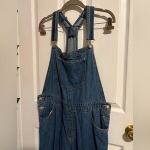 Hollister Blue High-Rise Baggy Overalls